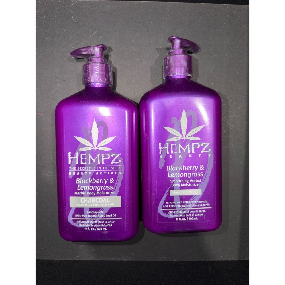 Hempz Body Moisturizer Blackberry Lemongrass Charcoal Herbal Lotion 2 Pack body